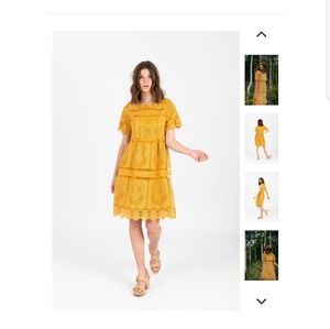 Mustard yellow lace dress